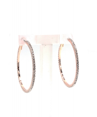 Rhinestone Hoop Earrings Medium EH910155 RoseGold
